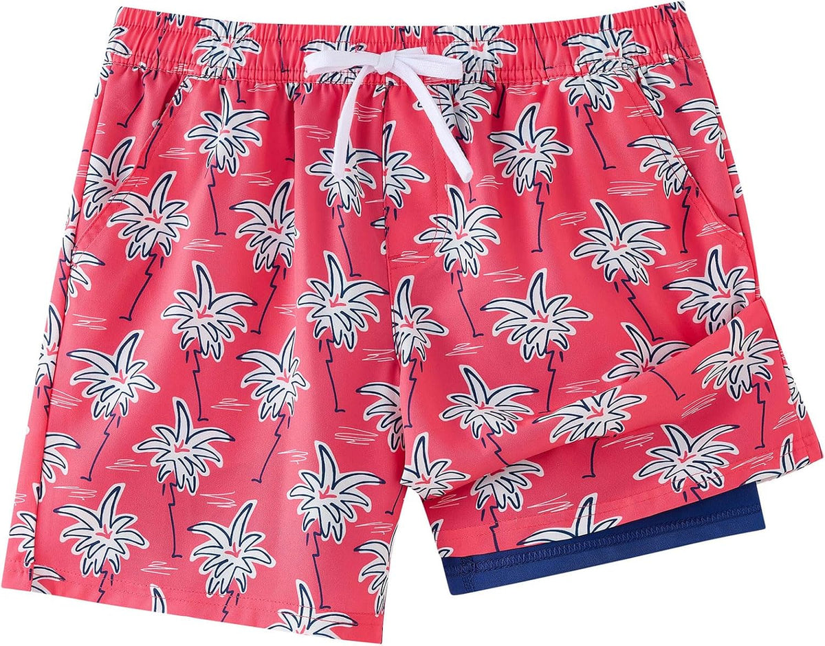 Skiennix Boys Swim Trunks - Quick Dry Stretch Swim Shorts with Compression Liner | Sizes 5-12Y
