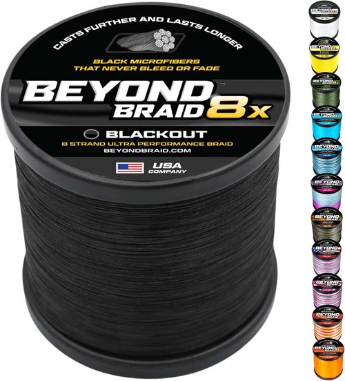 Beyond Braid Braided Fishing Line - Super Strong & Abrasion Resistant - Available in 8 Colors & 4/8 Strand Options