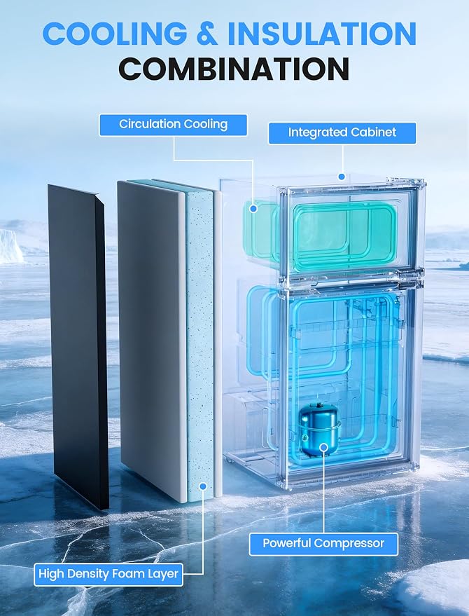 COWSAR 2.5 Cu.Ft Mini Compact Refrigerator with Freezer, Double Reversible Door with 2 Removable Shelves, Commercial Drink Fridge for Bedroom, Office, Kitchen, Dorm, Black