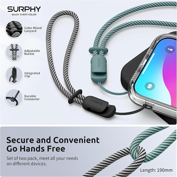 SURPHY 2 Pack Phone Lanyard for Cellphone Case, Phone Wrist Strap for Case