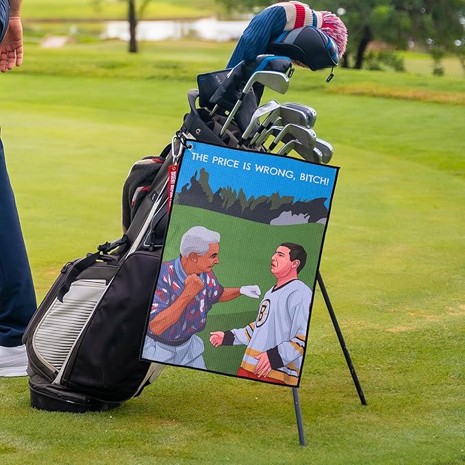 ZEETY Funny Golf Towel – 16" x 24" Premium Microfiber with Clip Holder for Golf Bags – Golf Accessories & Gifts for Men and Women (Price is Wrong)