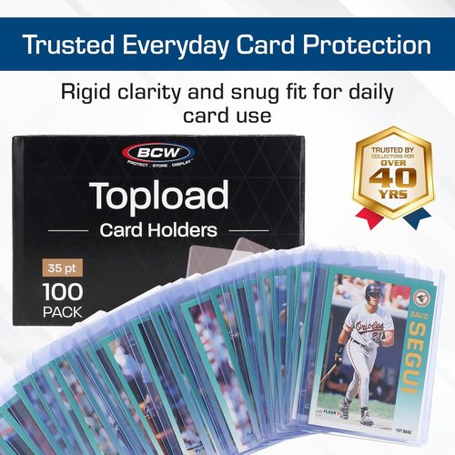 BCW 3x4 Topload Card Holders - 100 Pack | Rigid Protectors for Standard Size Cards Up to 35pt