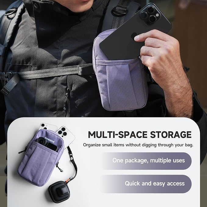 AMBITFUL Compact Sports Camera Bag, Shoulder Strap Storage Case, 3.94 x 1.57 x