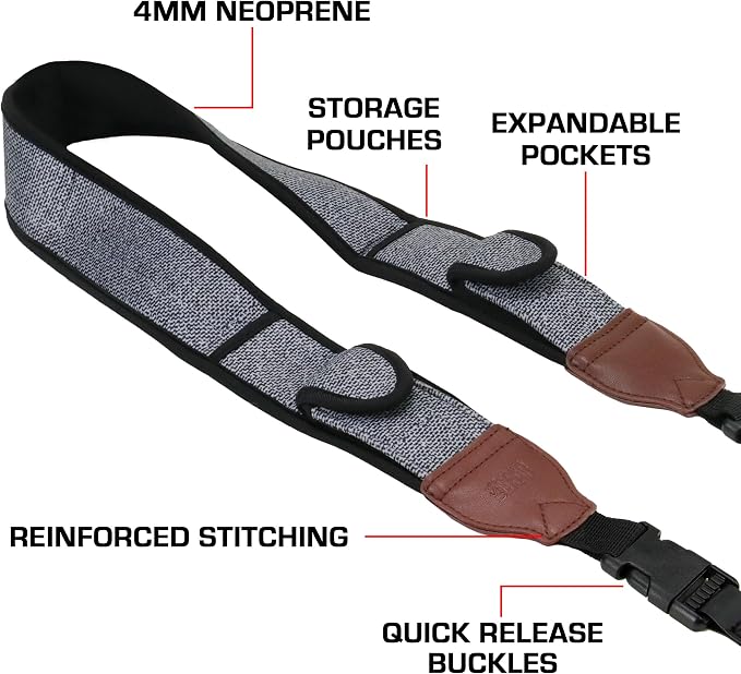 USA Gear TrueSHOT Camera Strap Neoprene Camera Straps