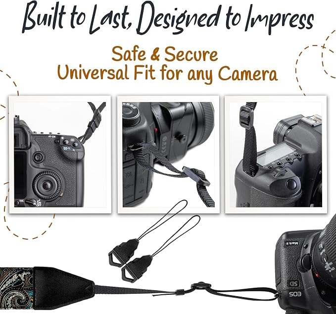 Art Tribute Camera Strap, Vintage Embroidered Neck Shoulder & Crossbody Camera