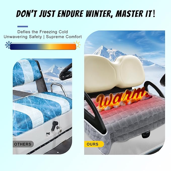 YOKYHOM Golf Cart Seat Covers, Supreme Comfort Golf Cart Seat Towel Blanket, Heavyweight Deep-Pile, Fits EZGO, Yamaha, Club Car and More 2-Seat Carts, 50"x 27.5", Light Gray