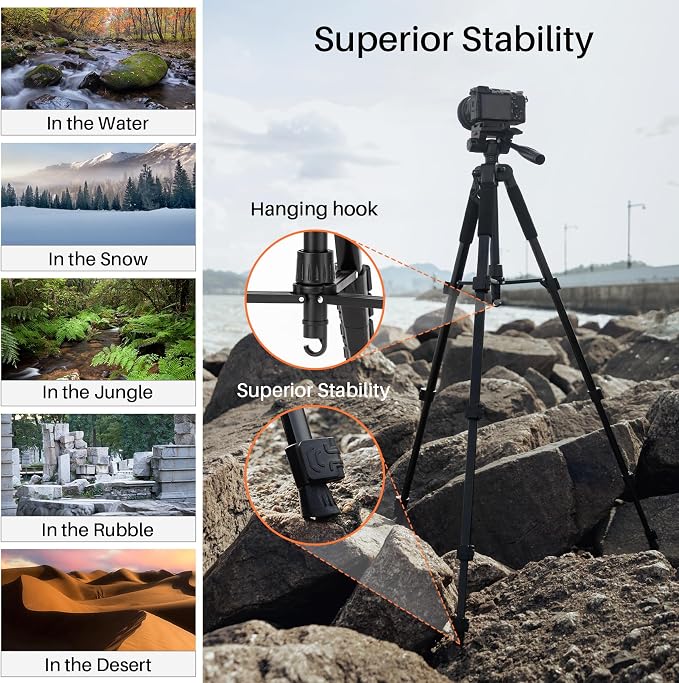 Fotopro 69'' Camera Tripod Lightweight Portable Travel Tripod
