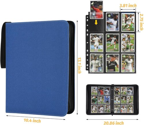 GERMUN 9 Pocket Card Binder - Premium Zip Trading Card Album for MTG, TCG & Sports Cards | Blue