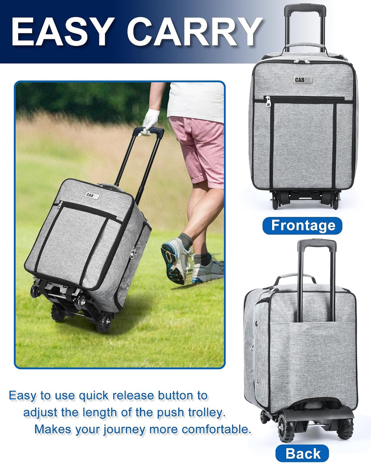 CAB55 Golf Trunk Organizer with 4 Wheels, 2 Layer Waterproof Car Golf Organizer with Separate Ventilated Compartment for 2 Pair Shoes, Golf Trunk Storage for Clothes, Accessories, Golf Gifts