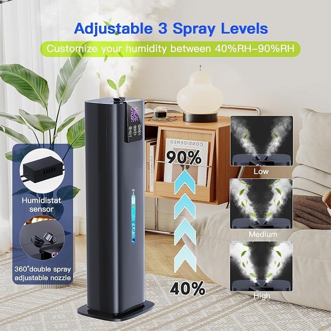 Smart Humidifiers Large Room Bedroom Home, 2.11Gal(8L) Quiet Top Fill Cool Mist Humidifier, Smart App & Remote Control, 3 Speed Humidifier with 360° Nozzle, Humidity Setting for Baby Office(Blue)
