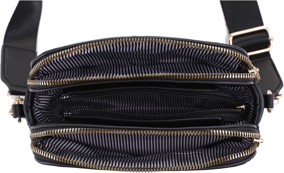 EVVE Crossbody Bags for Women Trendy Triple Zip Small Crossbody Camera Bag Purse