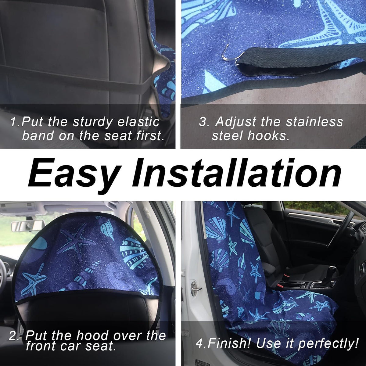 Sweat Towel Car Seat Cover Protector Front Seats for Gym Workout, Running, Swimming, Beach and Hiking, Waterproof Universal Seat Cover for Car, Truck, Van & SUV (1pcs Front Seat)