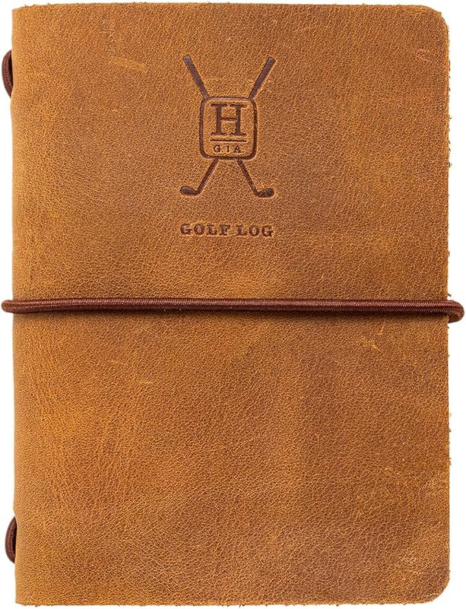 Handy Picks Leather Golf Log Book, Handmade n Refillable, Golf Log n Yardage Book Included