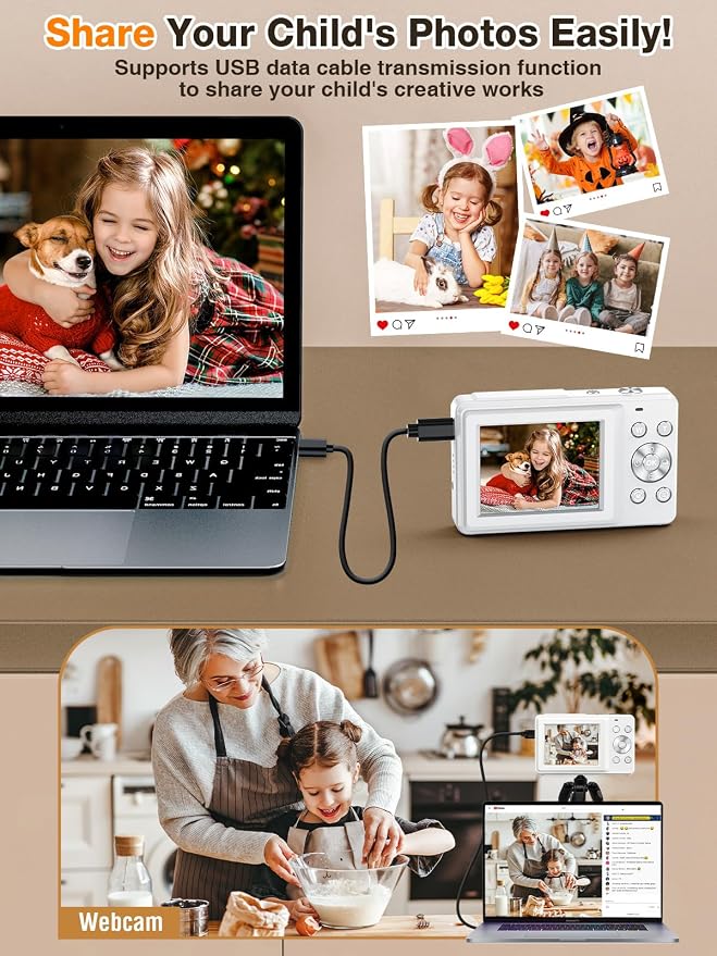 Digital Camera, FHD 1080P Kids Camera 44MP Point and Shoot Digital Cameras