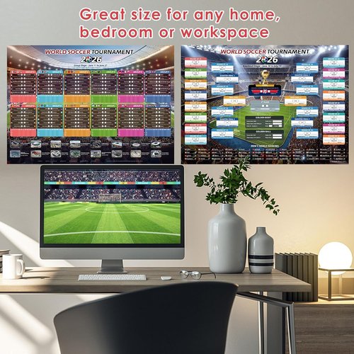 AhfuLife World Cup Schedule Poster 2026 - A2 Size 23.3" x 16.5" | Soccer Tournament Wall Chart Decor