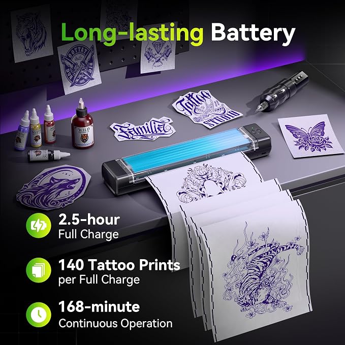 Itari Tattoo Printer Kit with 100 Pcs Transfer Paper, Thermal Tattoo Stencil