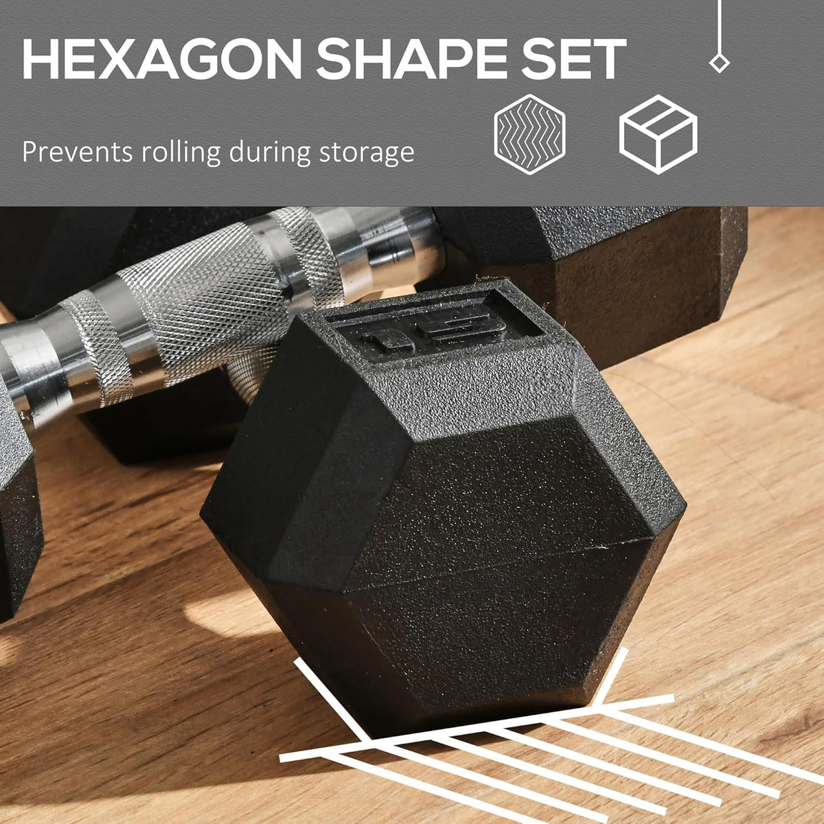 Sozier Hex Dumbbell Set - Rubber Weights with Non-Slip Handles | 2 x 12lbs, 2 x 15lbs, 2 x 40lbs, 2 x 45lbs, 2 x 50lbs for Home Gym Fitness