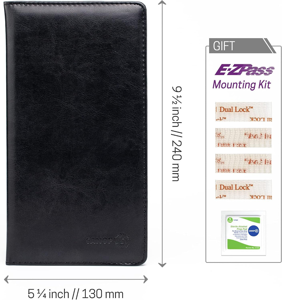 CANOPUS Car Registration and Insurance Holder, PU Leather Card Holder, Vehicle Glove Box Organizer for Auto, SUV, Truck, Black