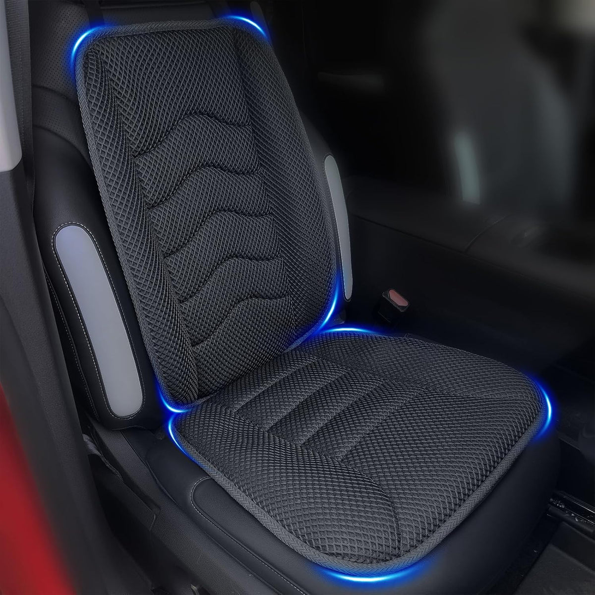 AEROiVi Car Seat Cushion with Back Support Pillow,Breathable 3D Air Mesh,Non-Slip Bottom, Lumbar Support Car Seat Cushion for Long Sitting,Comfort Car Seat Protector,Car Seat Pad Works with Truck,SUV