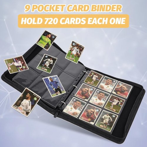 GERMUN 9 Pocket Card Binder - Premium Zip Trading Card Album for MTG, TCG & Sports Cards | Silver, 720 Double-Sided Pockets