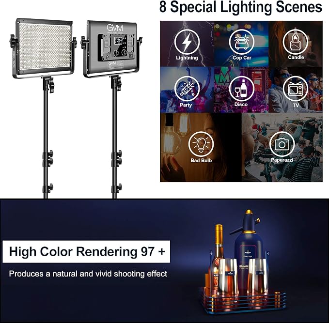 GVM RGB LED Video Light with Bluetooth Control, 360° Full Color 1000D PRO Video