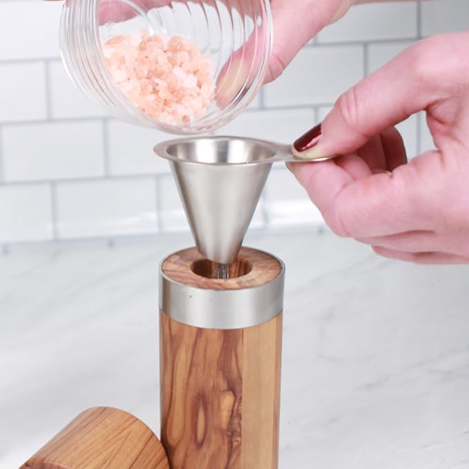RSVP International Endurance Collection Kitchen Spice Jar/Oil Bottle Funnel, Stainless Steel and Dishwasher Safe, Angled Spout