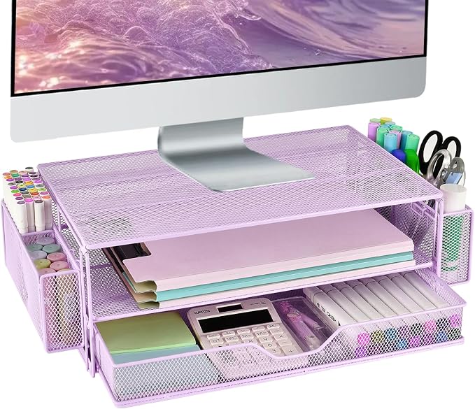 AUPSEN Computer Monitor Stands Riser，2-Tier Desk Organizers and Accessories
