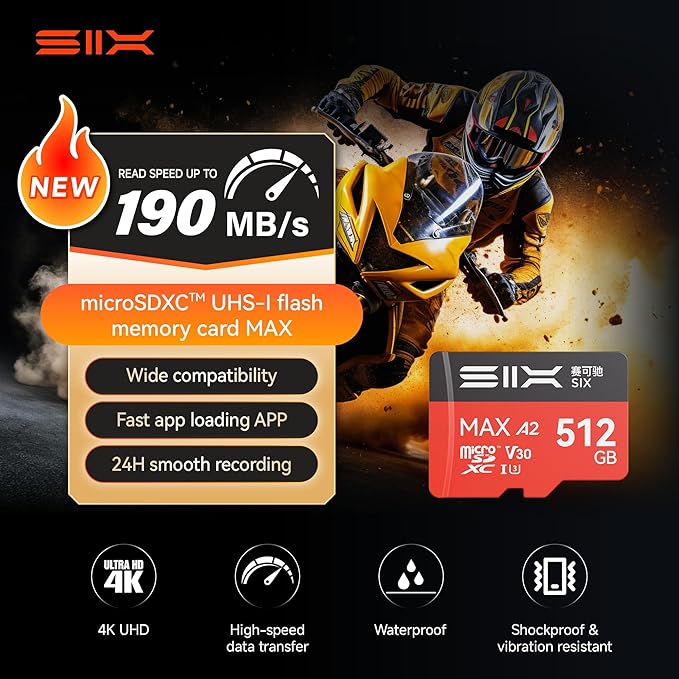 SIX M200 128GB Micro SD Card Read Up to 190MB/s