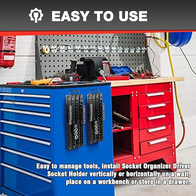 160Pcs ABS Socket Organizer Driver Socket Holder，ABS Tools-Socket Holder，1/4-Inch x 52 Clips，3/8-Inch x 60 Clips, 1/2-Inch x 48 Clips，Premium Quality Socket （2 Pack）