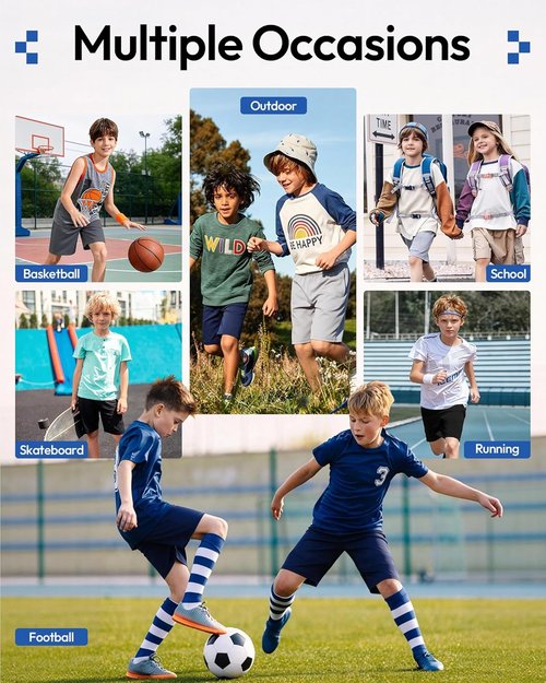 BALENNZ Boy's Athletic Shorts - 5-Pack Quick Dry Performance Basketball Shorts with Pockets