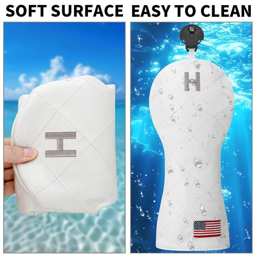 Golf Head Cover Golf Club Grid National Flag Design Golf Covers PU Headcovers Set Fits Driver Fairway Wood Hybrid Utility Woods Iron Wedge Headcover.