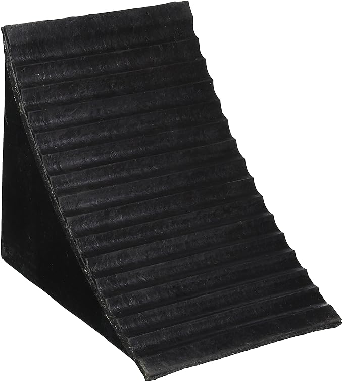 Buyers Products WC2556A Heavy Duty Rubber Wheel Chock, 7x10.25x8.13 Inch, Molded Hand Hold, Oil Resistant Tire Chocks, OSHA Compliant, Ideal for Vehicle Storage, Trailers, Shipping Docks