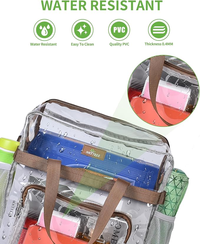 MAY TREE Clear Vinyl Tote Bag, Suitable
