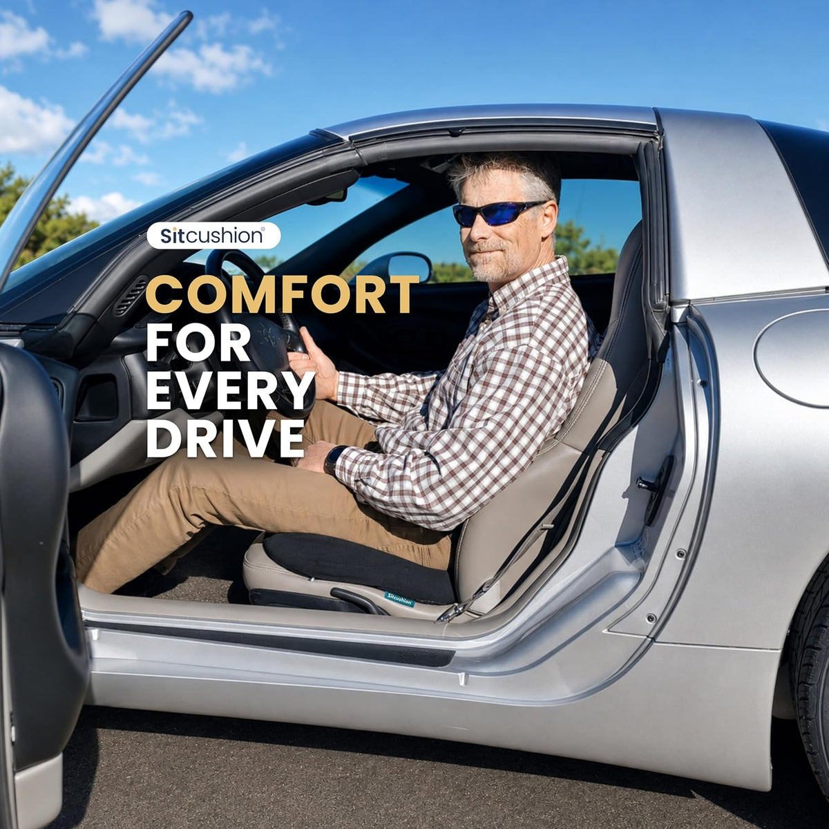 Car Seat Cushion for Driving, Coccyx Cushion for Car (Breathable 4D Cover)