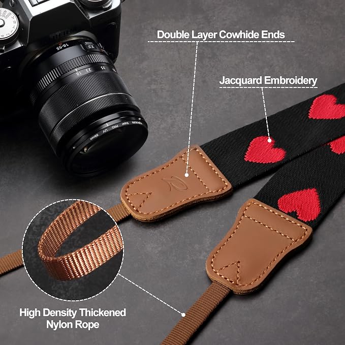 Padwa Lifestyle Red Hearts Camera Strap