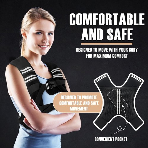 NATURELUX Weighted Vest for Men & Women - Adjustable 5-30lbs with Reflective Stripe | Ideal for Strength Training & Running