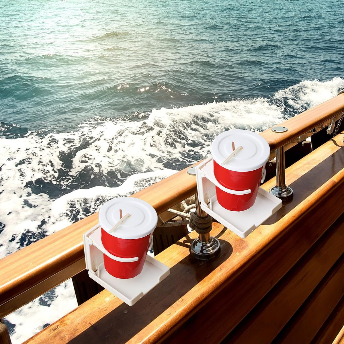 4 Pcs Folding Plastic Cup Holders - Large Boat & Car Drink Holder (White)