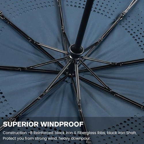 G4Free Windproof Travel Umbrella - 46-Inch Double Canopy, Automatic, Compact Design with Strong Fiberglass Frame