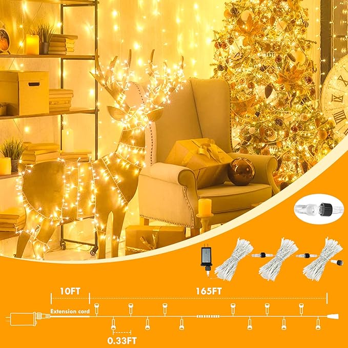 180FT 500LED Extra-Long String Lights Indoor Outdoor Clear Wire, Warm White Christmas String Lights, Plug in Twinkle Fairy Light With Timer and Memory For Wedding Patio Tree Yard Christmas Decorations