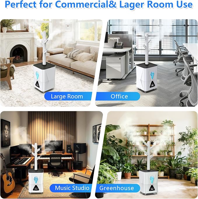 Humidifier Large Room,13L/3.43Gal 1400 sq.ft, Cool Mist Humidifiers for Bedroom with 1350mL/H Spray Output for Home, Office, Plants, Warehouse, House