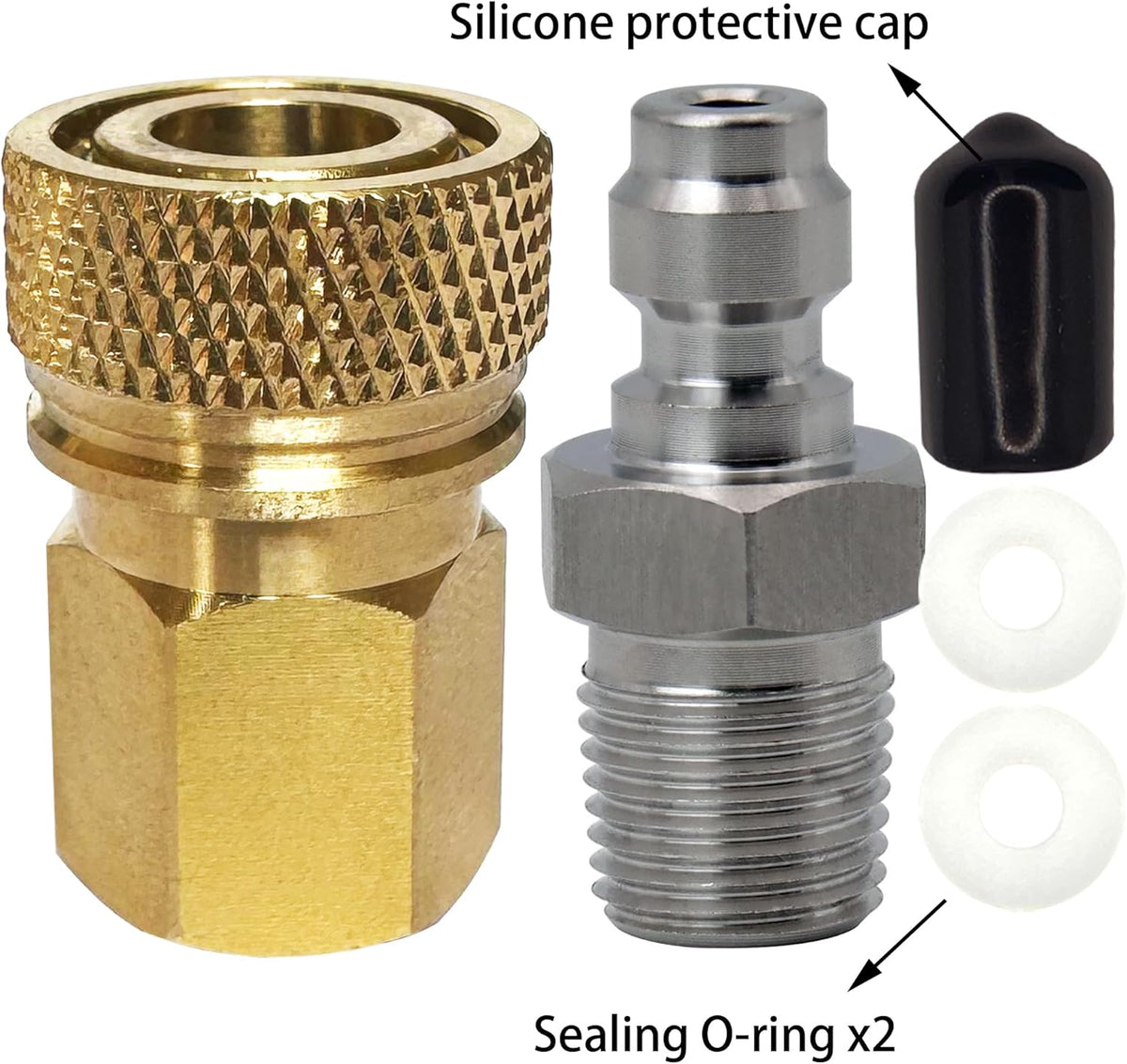 Skiennix Quick-Disconnect Set | 1/8 NPT Female Connector & 8mm Male Plug - Durable Copper & Stainless Steel