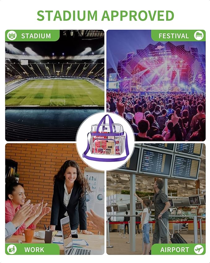 MAY TREE Clear Bag for Stadium Events 12×6×12 Clear Tote Lunch Bag