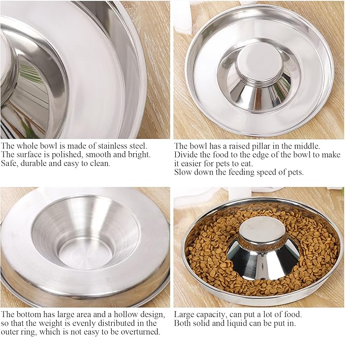 Stainless Steel Pet Bowl for Puppy and Cat, Dog Food and Water Feeding Bowl, Puppies and Kittens Weaning Bowls, Multiple Dogs and Cats Eat and Drink Together (1PC, M)