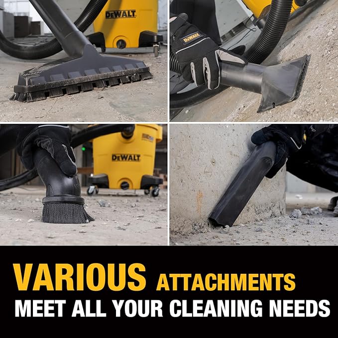 DEWALT 12 Gallon STEALTHSONIC Shop Vacuum Wet and Dry, 5.5 Peak HP Ultra Quiet Shop Vac with Powerful Suction, Wet Dry Vacuum Cleaner DXV12P-QTE with 6 Dust Bags for Jobsite, Garage, Workshop & Auto