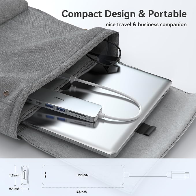 MOKiN 7 in 1 USB C Dongle with HDMI, microSD/SD Card Reader, Data Port