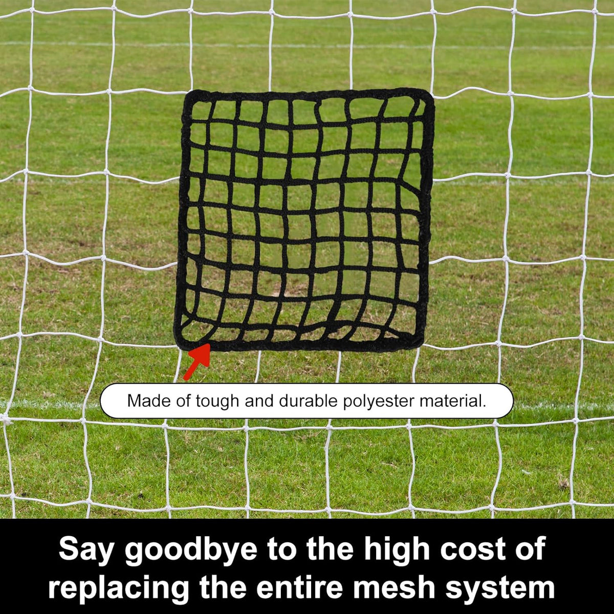 Penitue Universal Sports Net Repair Kit - 6 Pack with 100 Nylon Zip Ties & 20x20cm Hole Patches (Black)
