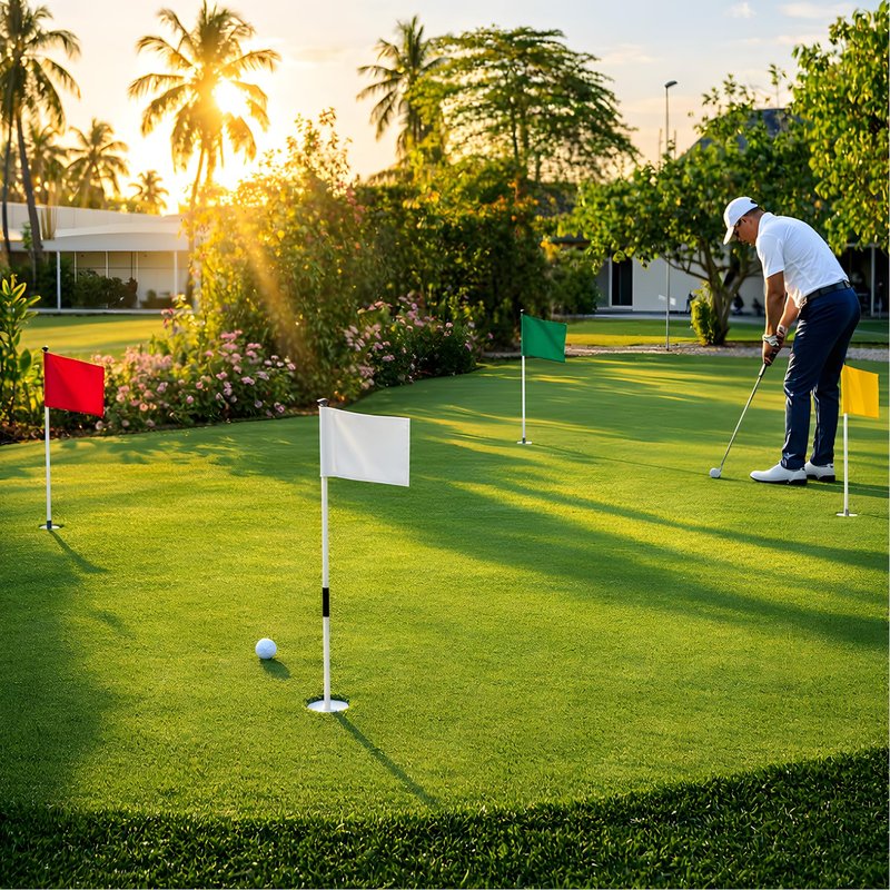 Set of 4 Single Sided 8x6 Inches Solid Golf Polyester Flag - Mini Putting Green Flags for Backyard Practice in 420D Nylon - Small Banner Solids with Tube Inserted - Solid Flags for Indoor or Outdoor