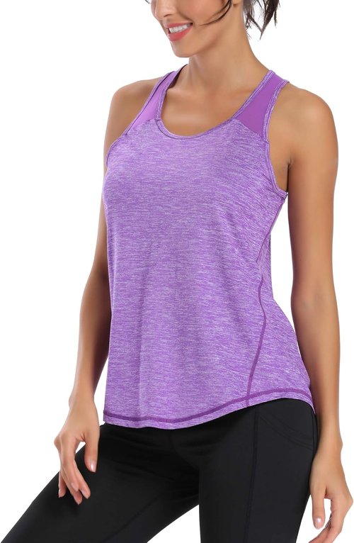 Aeuui Women's Racerback Tank Tops - Breathable Mesh Yoga Shirts for Athletic Workouts | Sleeveless Gym Wear