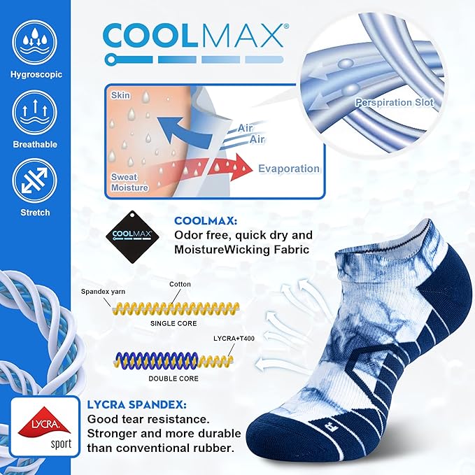Hylaea Athletic Running Socks Cushion Padded Moisture Wicking Low Cut