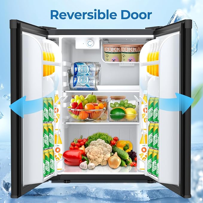 Electactic Compact Refrigerator 2.56 Cu.ft Mini Fridge with Freezer, Single Door Refrigerator with Adjustable Temperature Settings, Low noise, for Bedroom, Office, Dorm